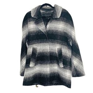 Sam Edelman Black and Grey Wool Blend Fuzzy Coat